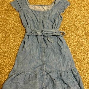 Denim Summer Dress w/ ruffled sleeves